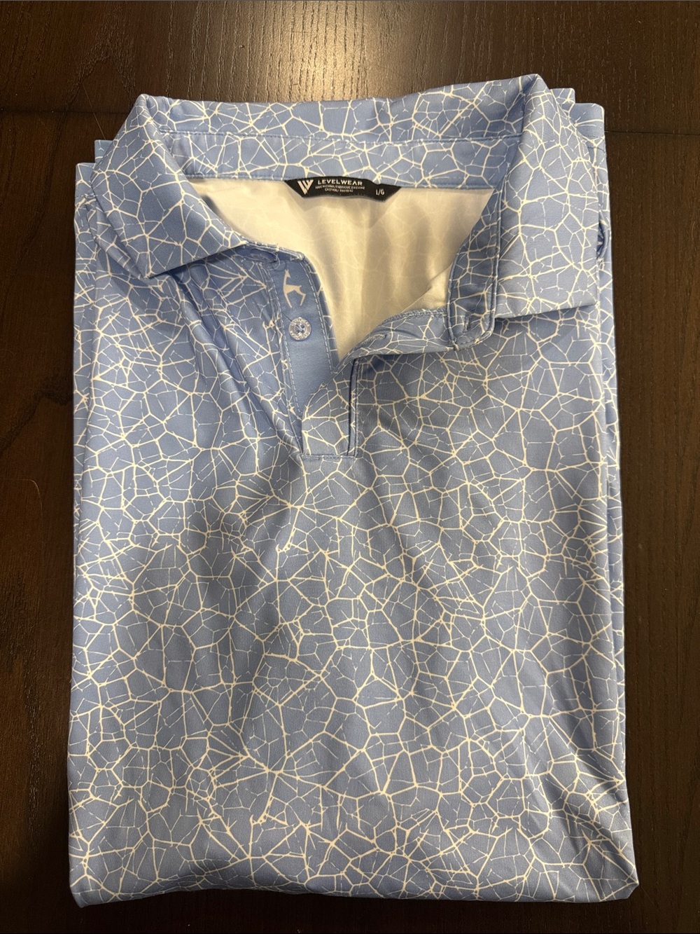 Men's Light Blue Printed Polo Shirt levelwear Large